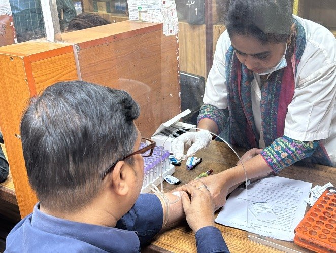 Clinical study blood-sample collection at the study site